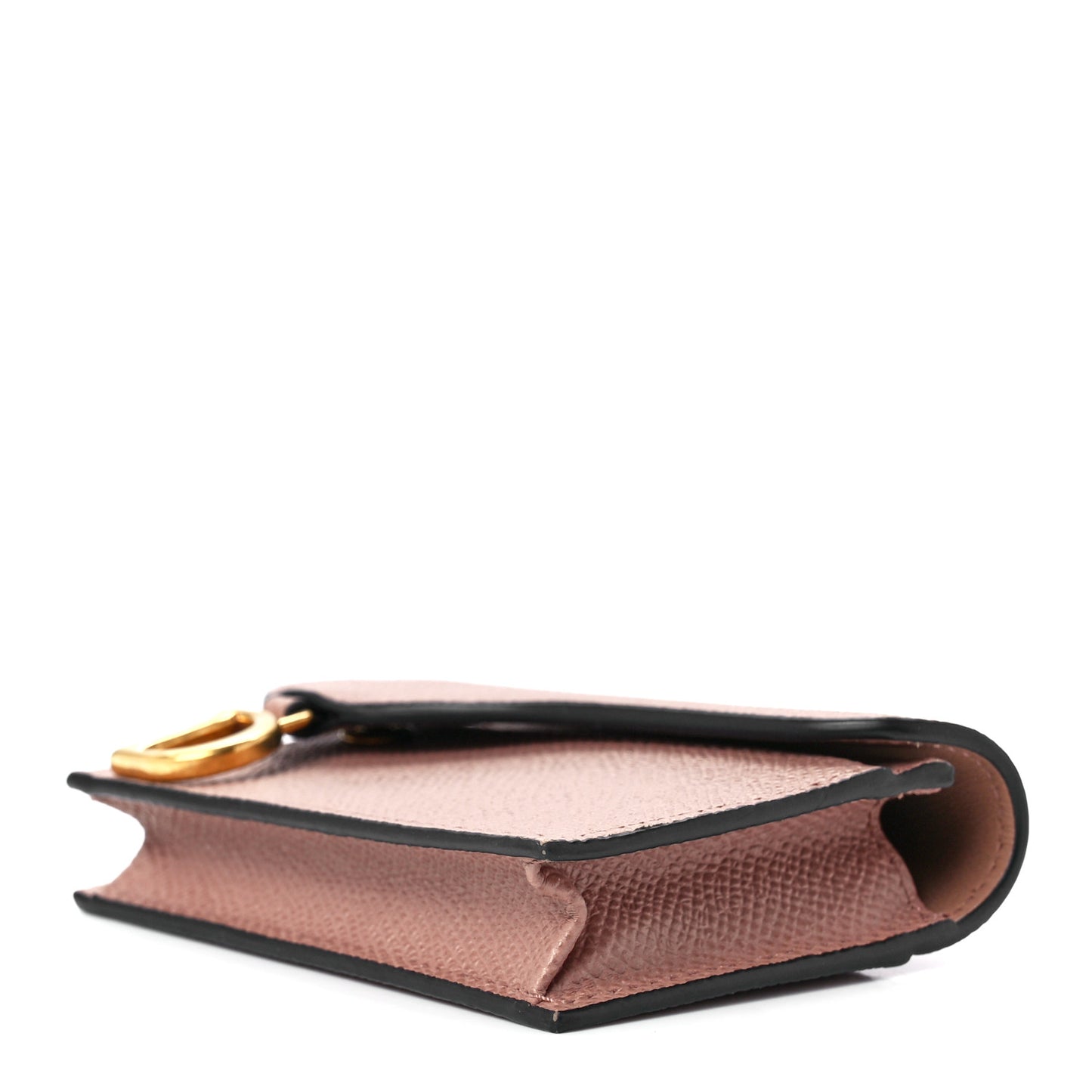 Grained Calfskin Saddle Card Holder Blush