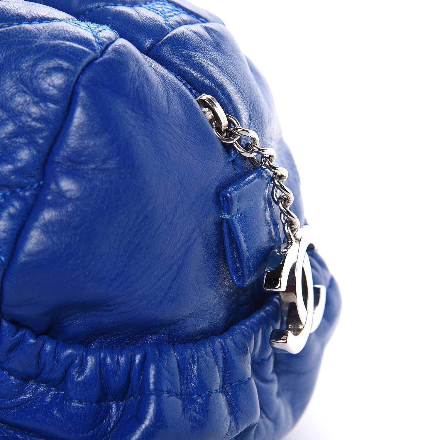 Chanel Lambskin Quilted Hidden Chain Bowler Blue 16 of 21