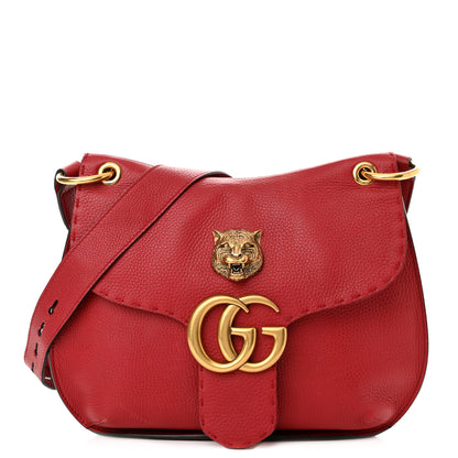 Gucci Cellarius Calfskin Feline GG Marmont Flap Shoulder Bag Vulcanic Red 1 of 13