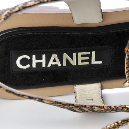 Chanel Fantasy Goatskin Suede CC Chain Thong Sandals 39.5 5 of 8