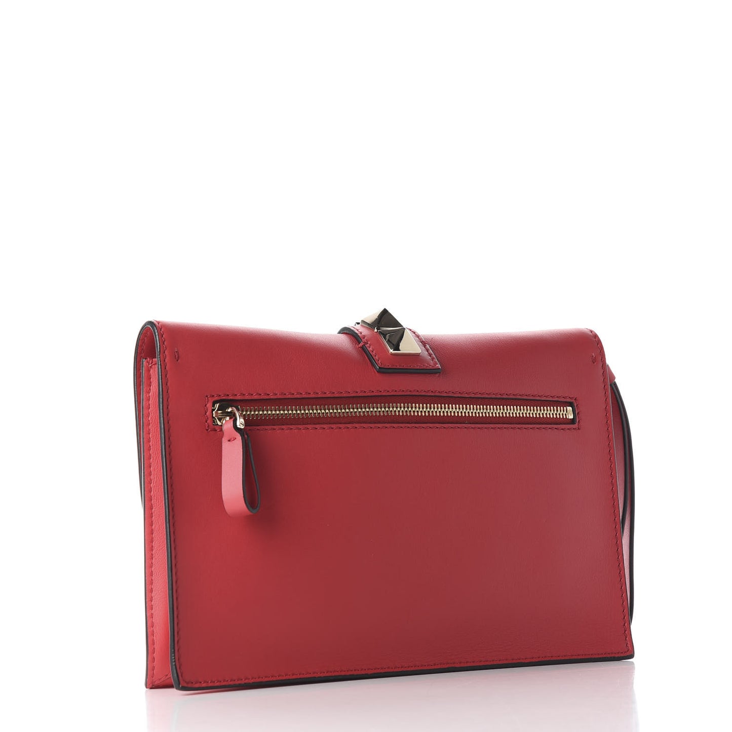 Vitello Glam Lock Rockstud Clutch Red