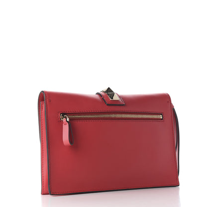 Valentino Garavani Vitello Glam Lock Rockstud Clutch Red 2 of 8