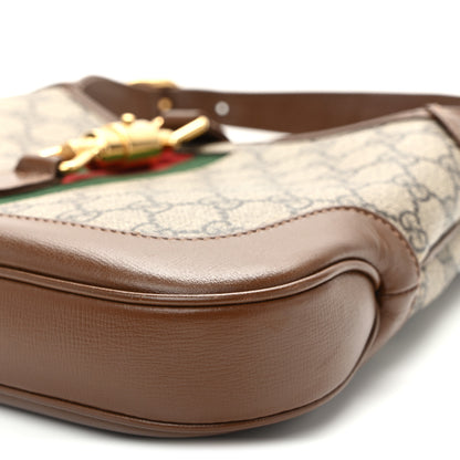 Gucci GG Supreme Monogram Azalea Calfskin Web Small Jackie 1961 Hobo Beige Ebony Brown Sugar 10 of 12