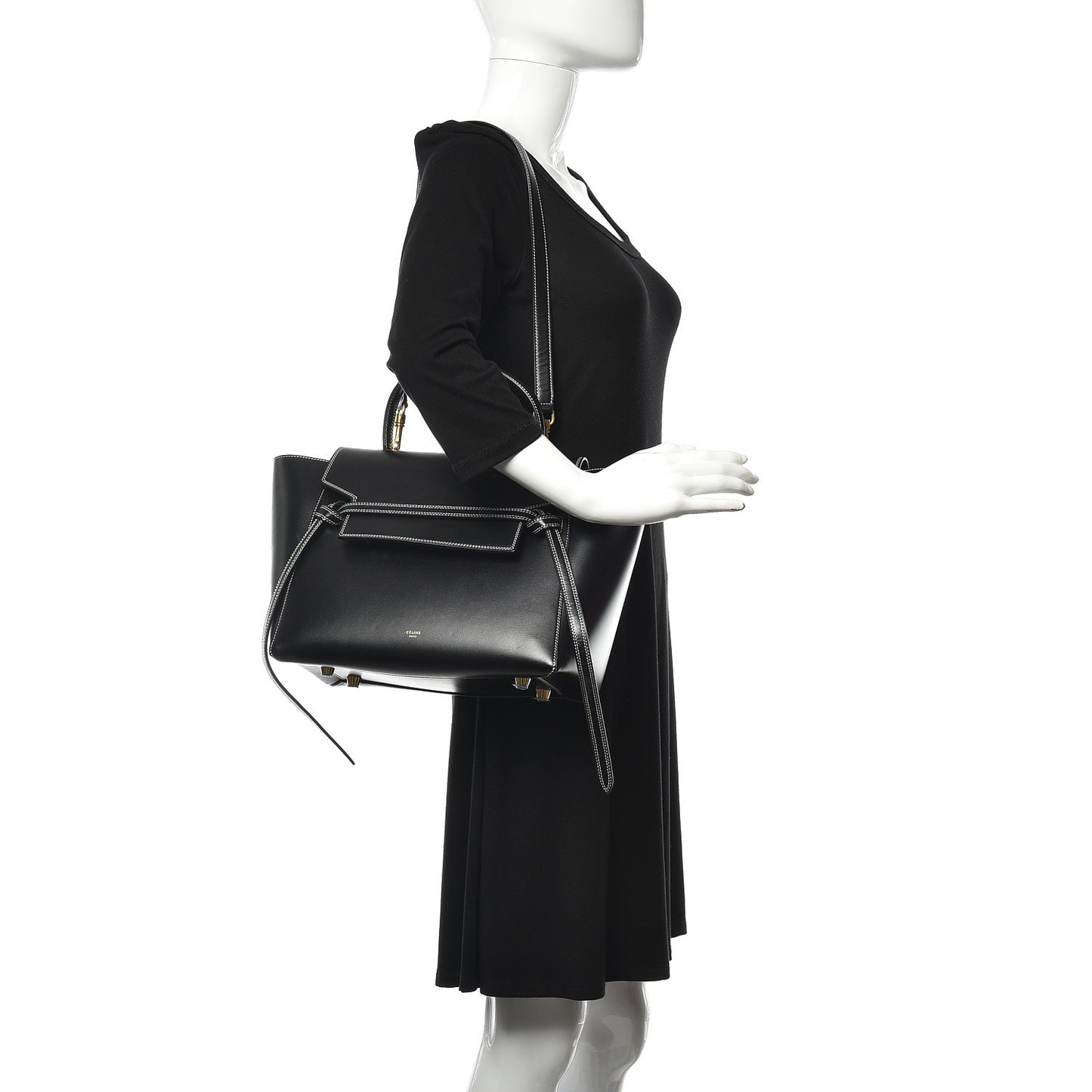 Smooth Calfskin Double Stitching Mini Belt Bag Black