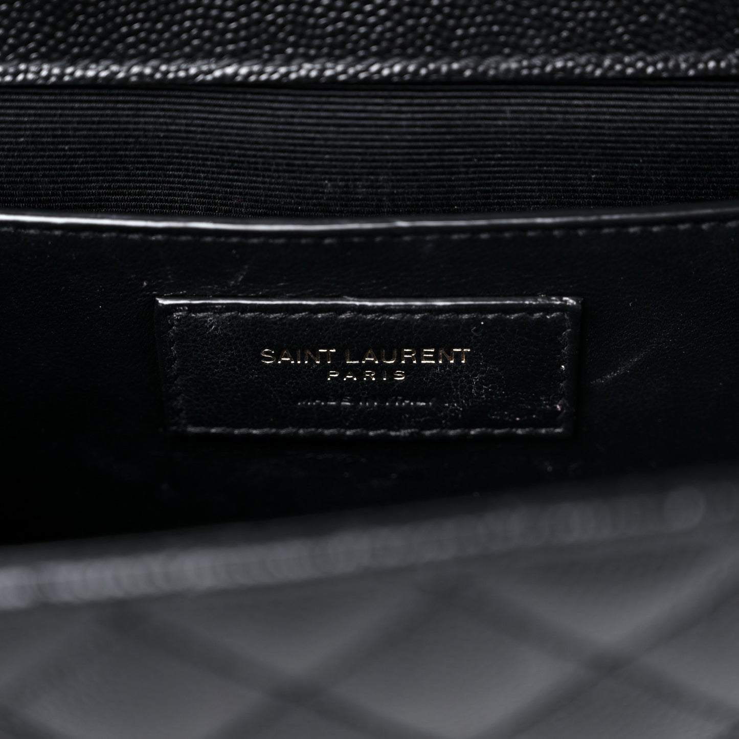 Grain De Poudre Textured Mixed Matelasse Triquilt Medium Monogram Satchel Black