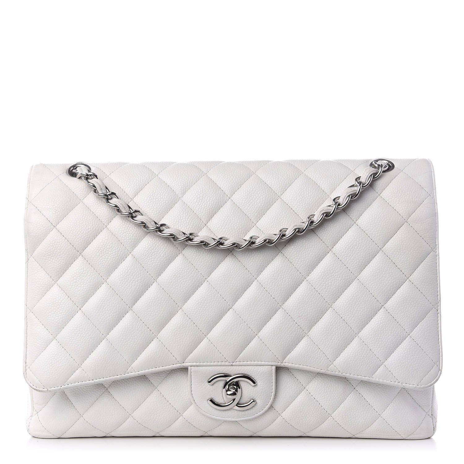 Chanel Caviar Quilted Maxi Double Flap White 1 of 8