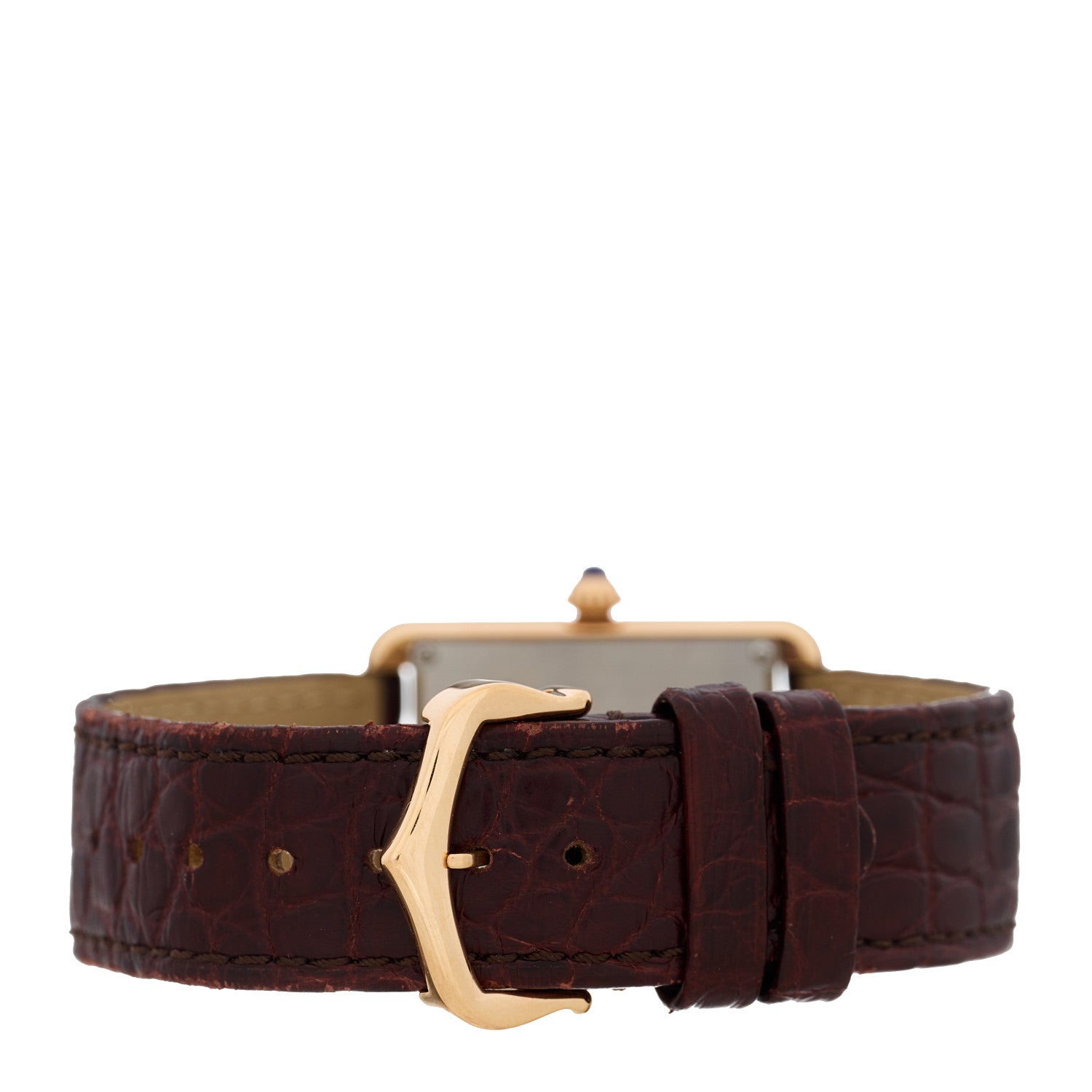 Cartier Stainless Steel 18K Pink Gold Alligator 24mm Tank Solo Quartz Watch Brown 4 of 5