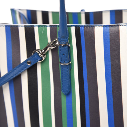 Balenciaga Veau Striped Papier B4 Zip Around Tote Variante Blue 19 of 19
