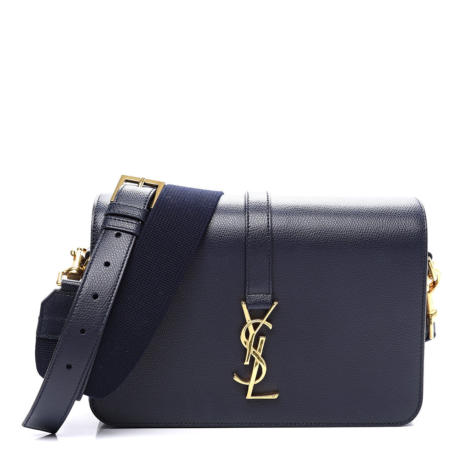 Saint Laurent Textured Calfskin Medium Classic Monogram Universite Bag Deep Marine 1 of 9