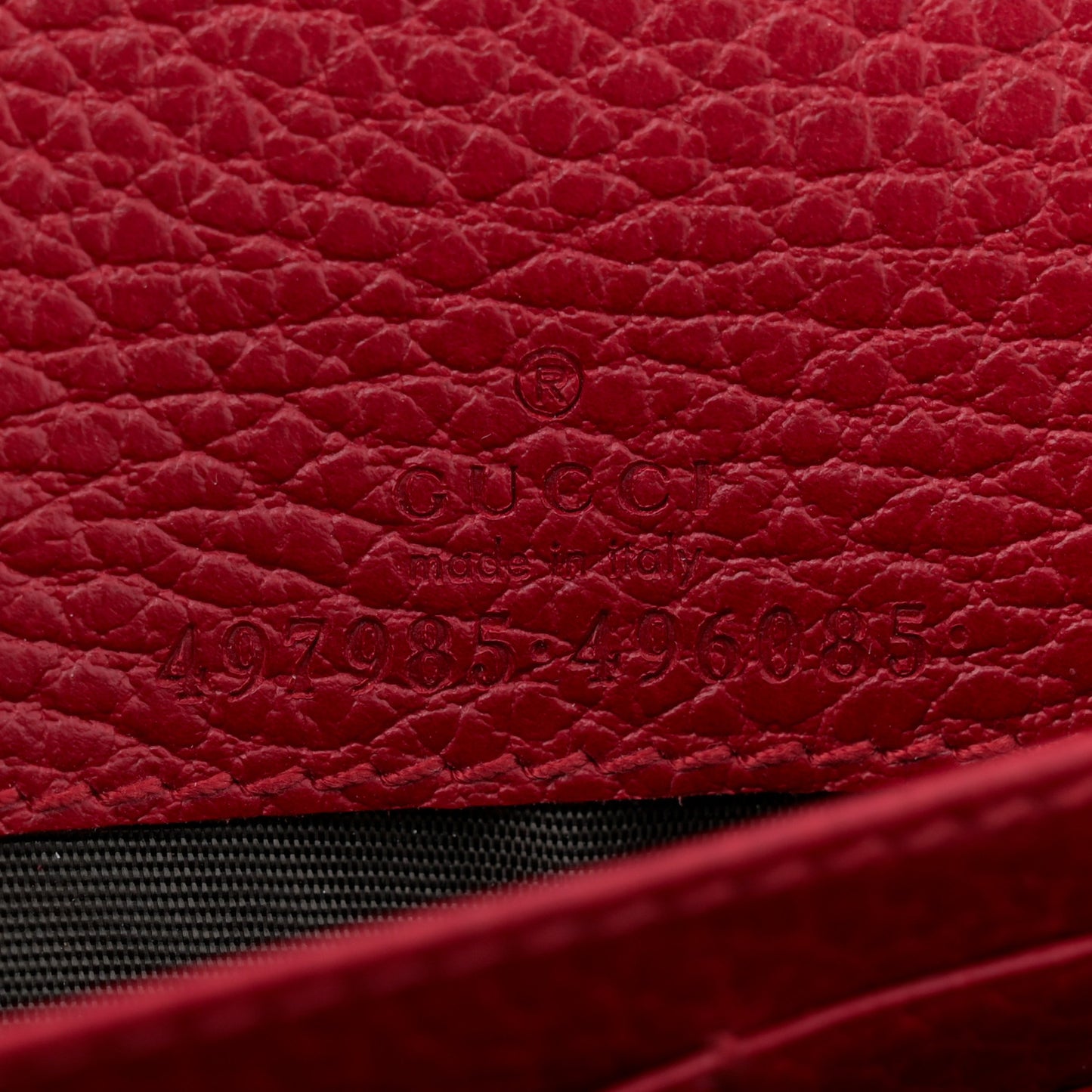 Dollar Calfskin Mini GG Marmont Chain Wallet Hibiscus Red