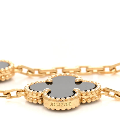 Van Cleef & Arpels 18K Yellow Gold Black Onyx 5 Motifs Vintage Alhambra Bracelet 4 of 5