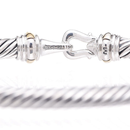 David Yurman Sterling Silver 18K Yellow Gold 4mm Cable Buckle Bracelet 4 of 5