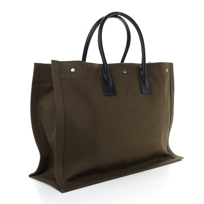 Saint Laurent Linen Calfskin Rive Gauche Tote Khaki 3 of 8
