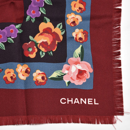 Chanel Silk CC Camellia Square Scarf Red 3 of 5