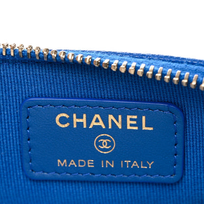 Chanel Caviar Quilted Zip Card Holder Wallet Blue 6 of 9