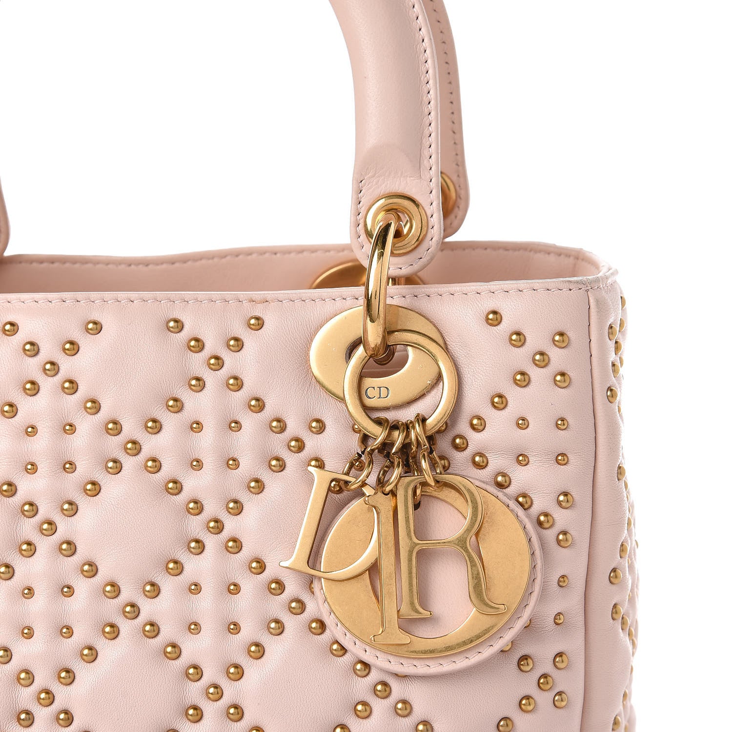 Christian Dior Calfskin Cannage Studded Medium Supple Lady Dior Light Pink 12 of 12