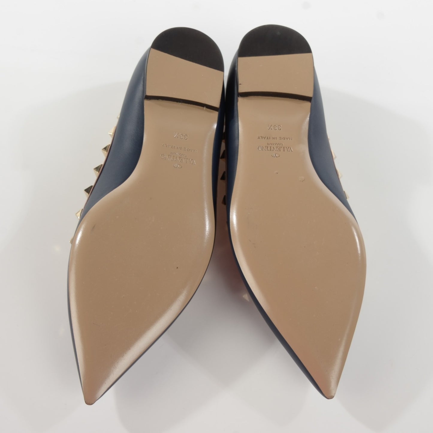 Nappa Rockstud Ballerina Flats 38.5 Marine Poudre