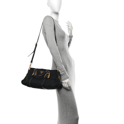 Prada Tessuto Nylon Soft Calfskin Shopping Satchel Black 3 of 11