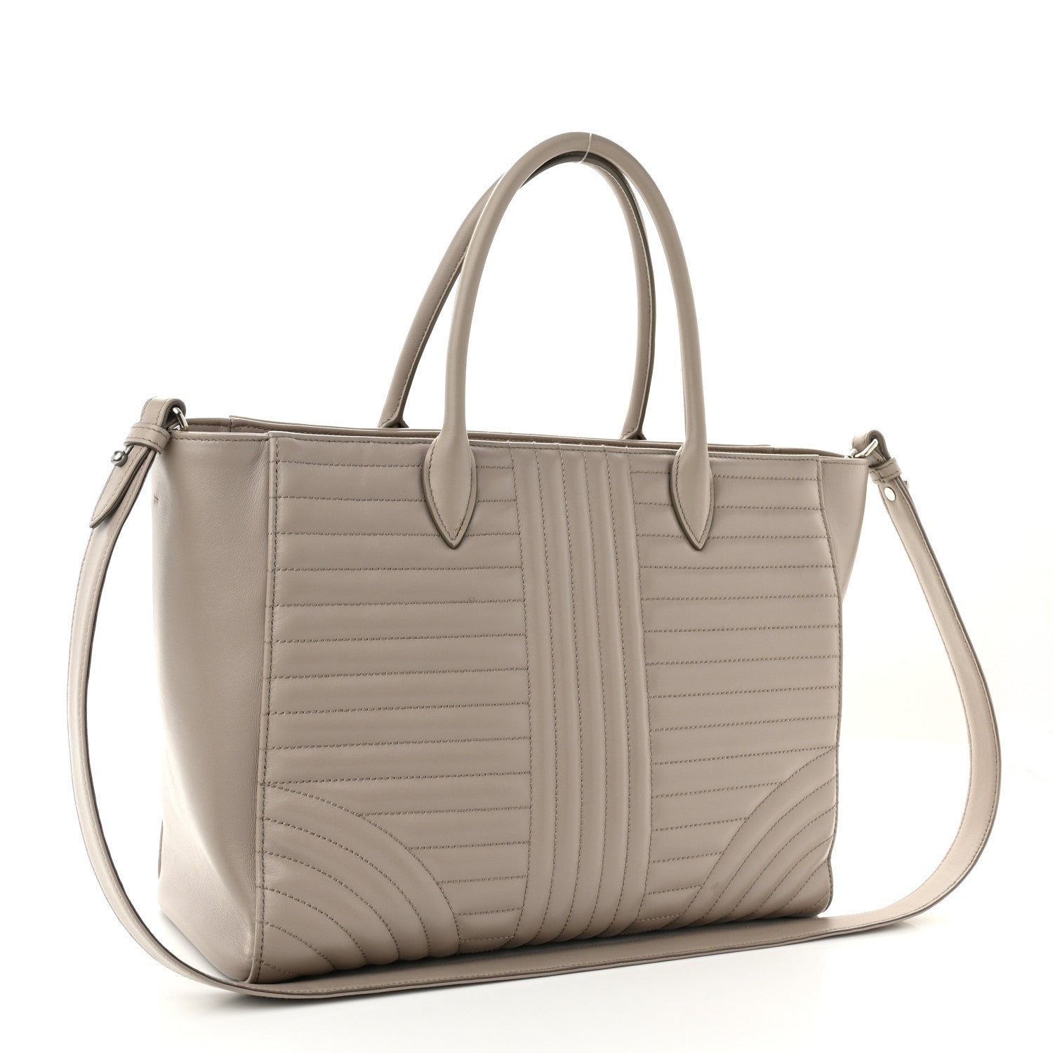 Prada Soft Calfskin Impunture Diagramme Tote Pomice 3 of 10