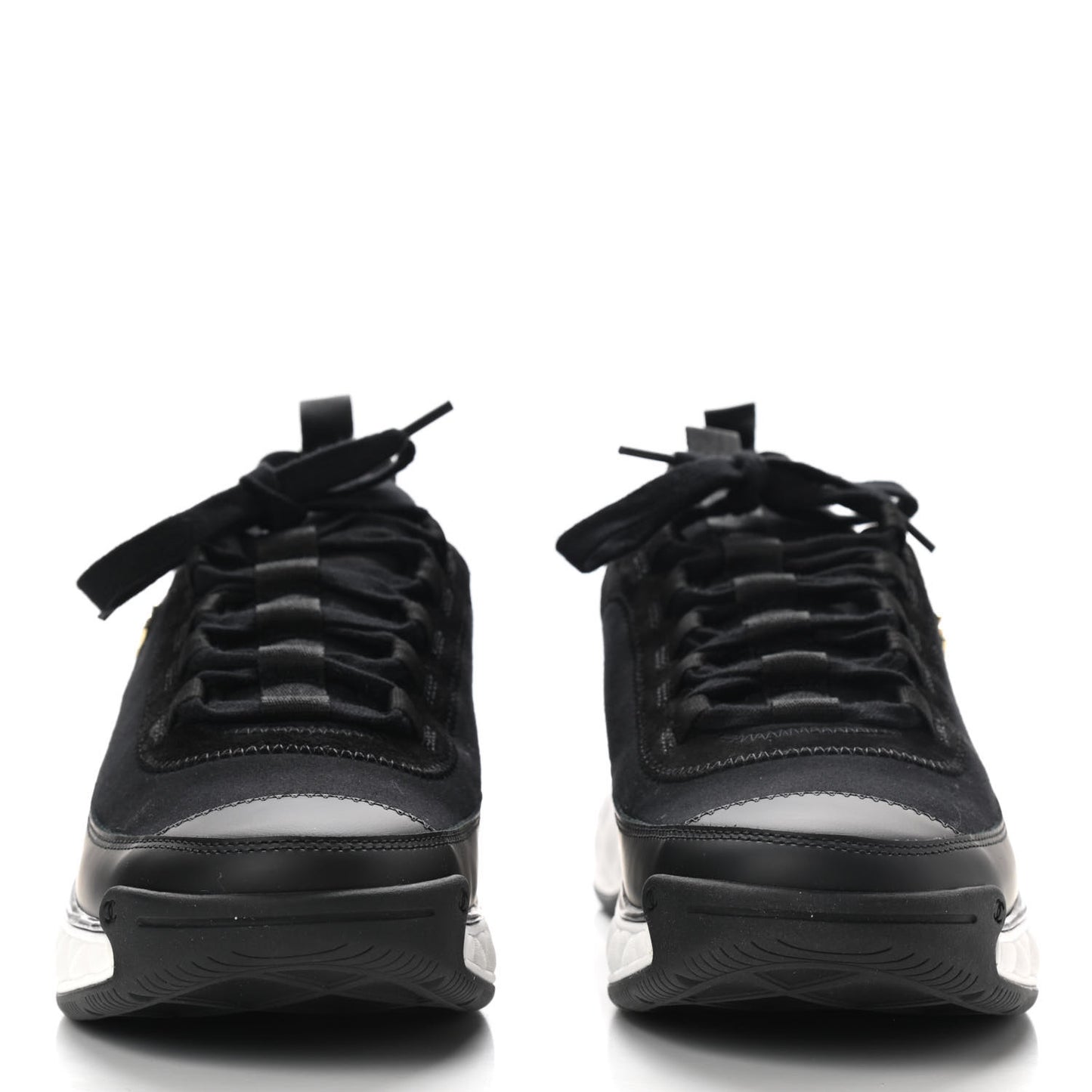 Velvet Calfskin Mixed Fibers CC Sneakers 40.5 Black