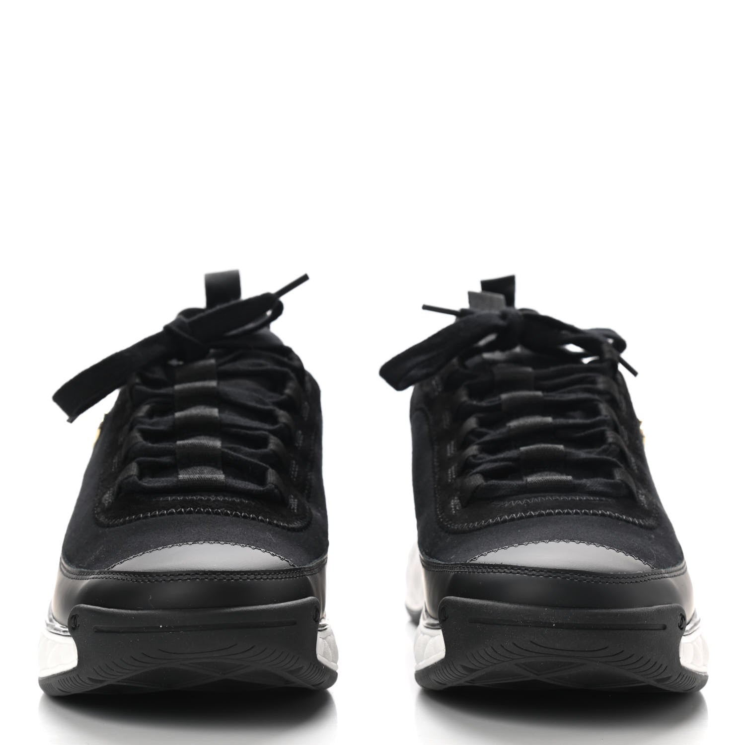 Chanel Velvet Calfskin Mixed Fibers CC Sneakers 40.5 Black 2 of 8