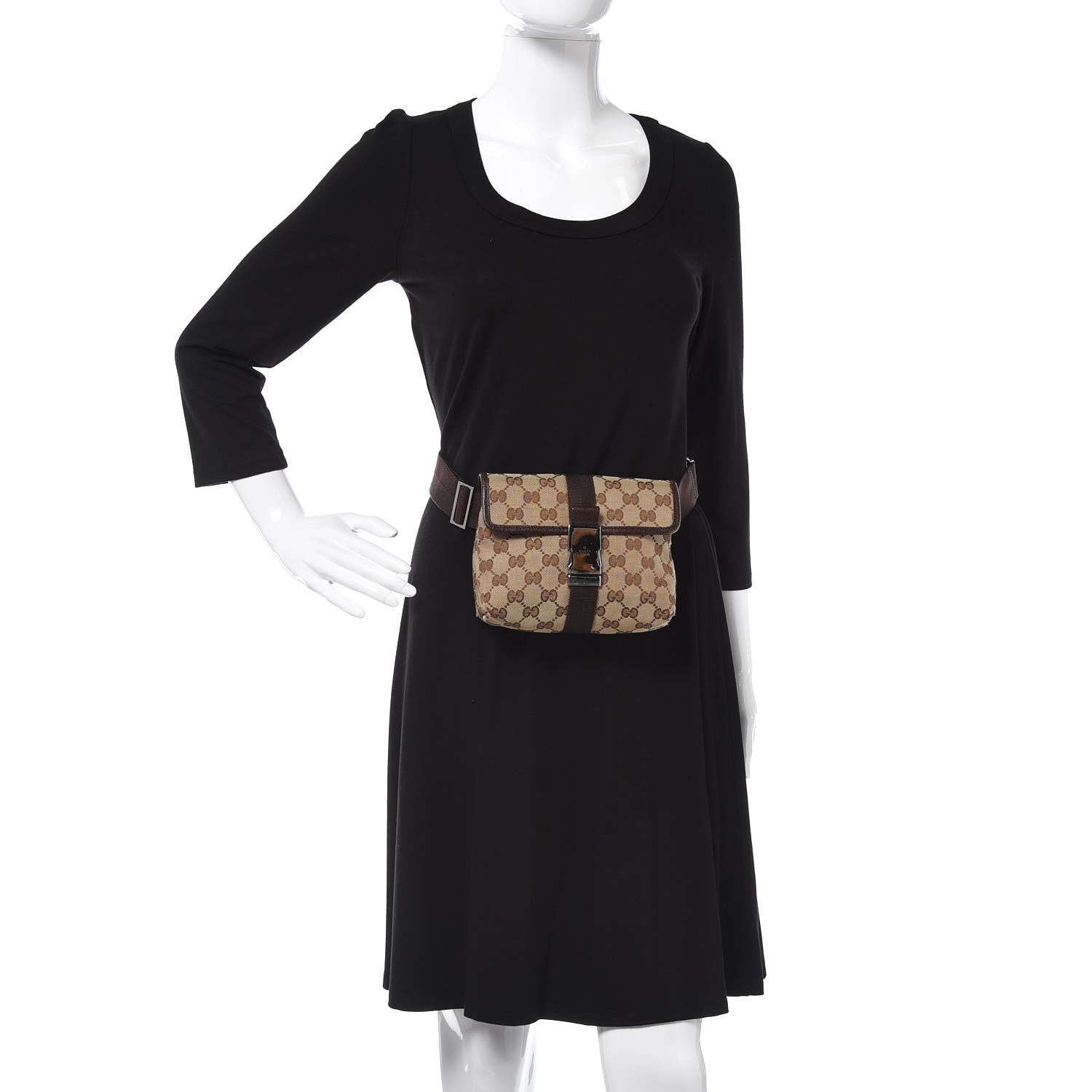Gucci Monogram Waist Pouch Bag Dark Brown 2 of 12