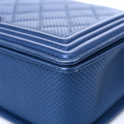 Chanel Perforated Lambskin Quilted New Medium Boy Flap Blue 9 of 19