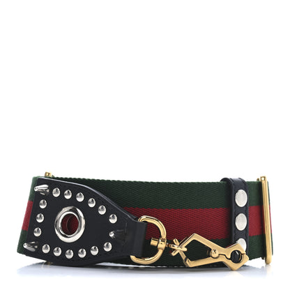 Gucci Canvas Web Studded Wide Shoulder Strap Green Red 1 of 3