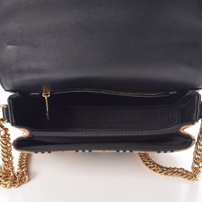 Burberry Smooth Calfskin 1983 Knight Check Link Shoulder Bag Black 5 of 7
