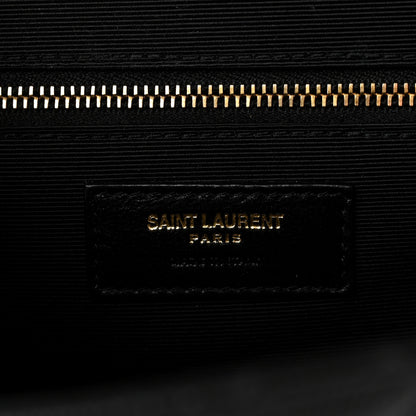 Saint Laurent Grain De Poudre Textured Mixed Matelasse Large Triquilt Monogram Satchel Black 6 of 10