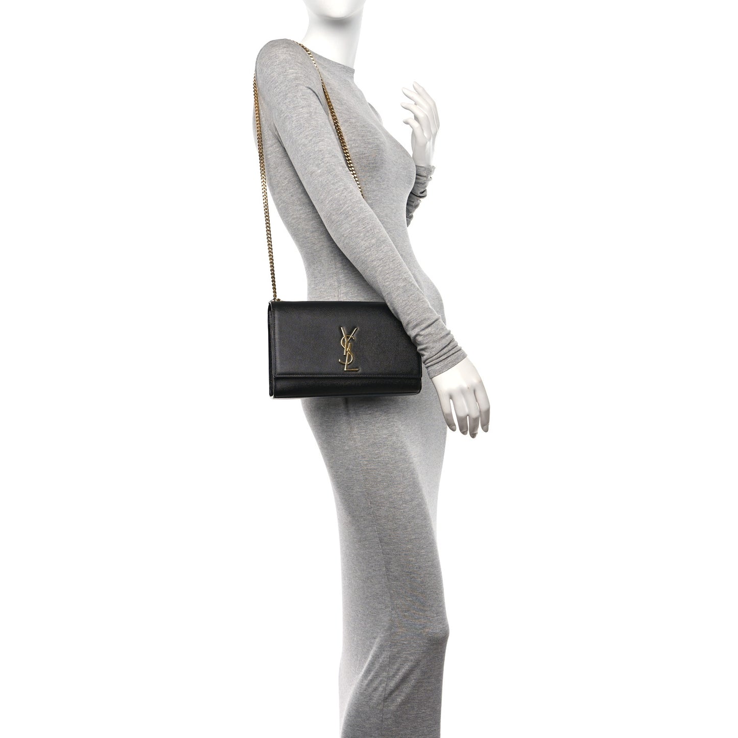 Grain De Poudre Medium Classic Monogram Kate Satchel Black