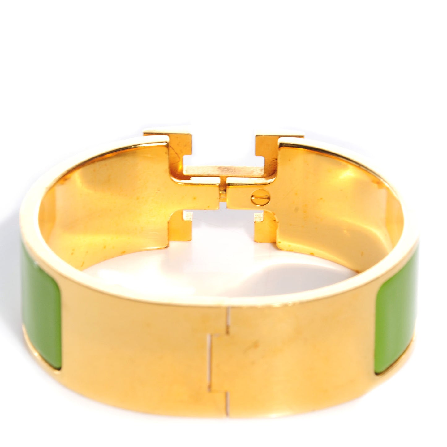 Enamel Clic Clac H Bracelet Wide PM Vert Prairie