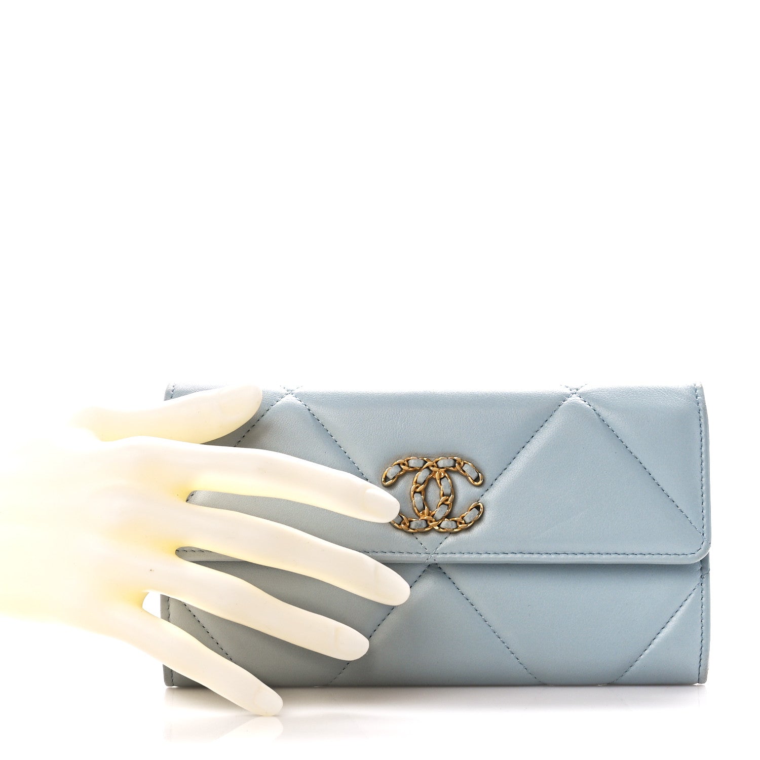 Chanel Lambskin Quilted Chanel 19 Flap Wallet Light Blue 2 of 12