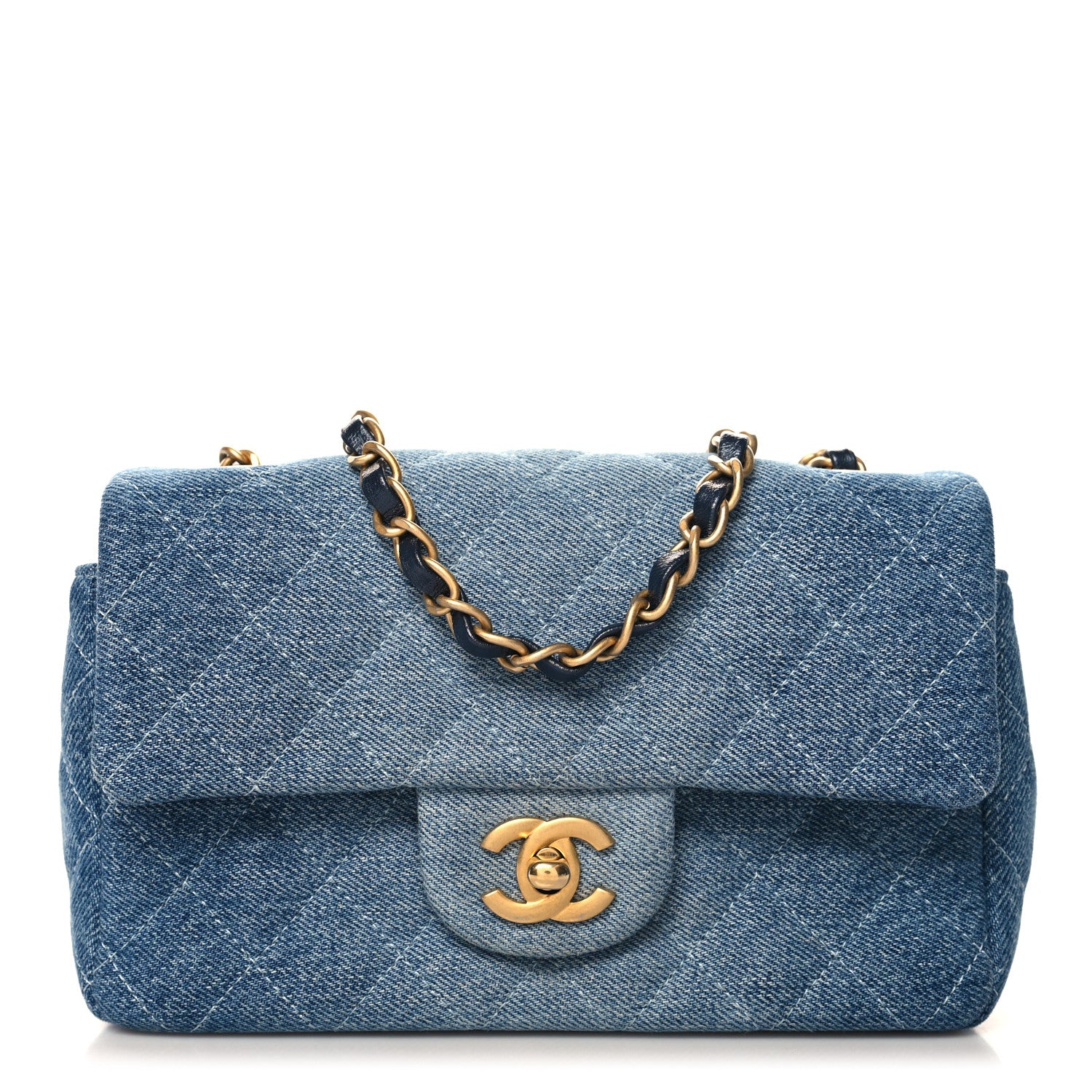 Chanel Washed Denim Quilted Mini Rectangular Flap Blue 1 of 11