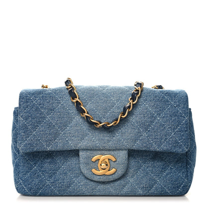 Chanel Washed Denim Quilted Mini Rectangular Flap Blue 1 of 11