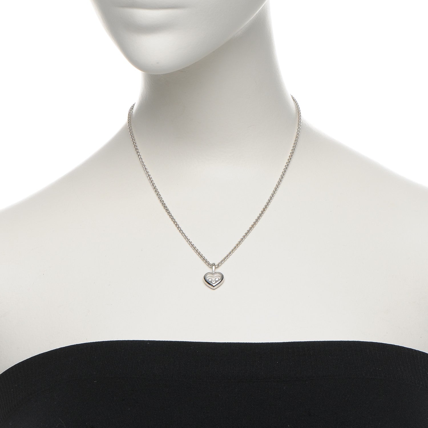 Chopard 18K White Gold 3 Happy Diamonds Icons Heart Pendant Necklace 2 of 8