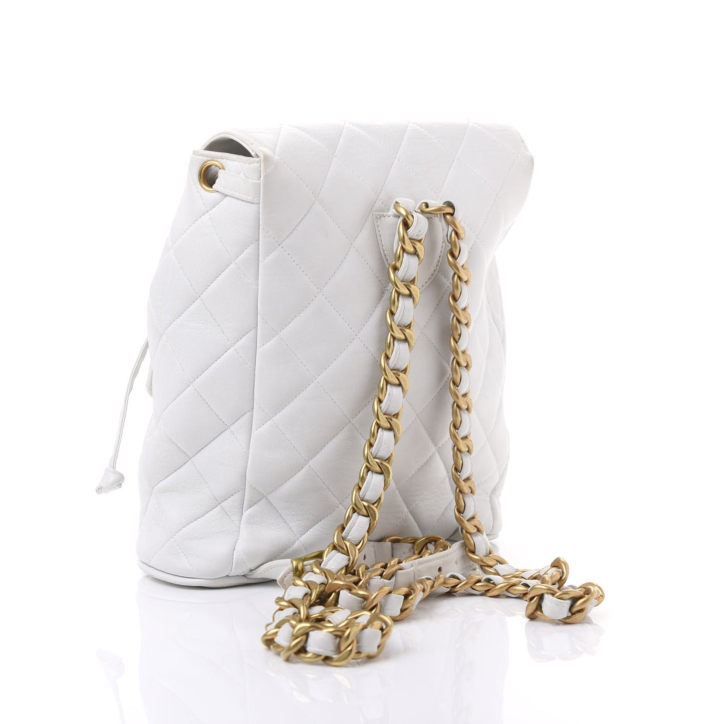 Lambskin Quilted Backpack White