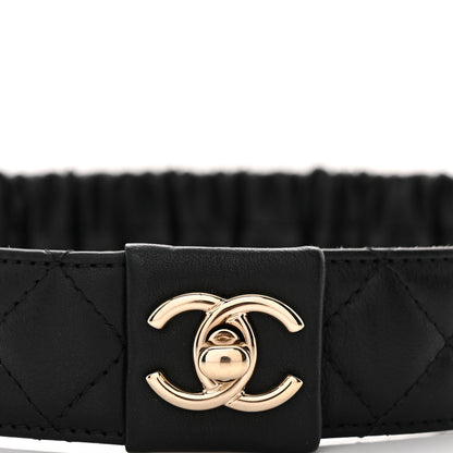 Chanel Lambskin Quilted Ruched Turn Lock CC Belt 70 28 Black 4 of 4
