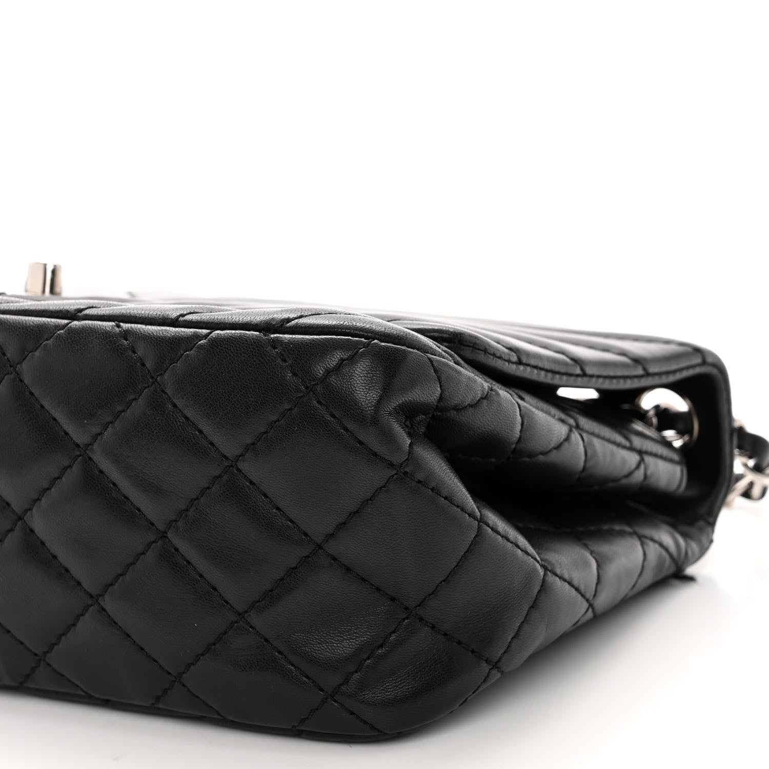 Chanel Lambskin Surpique Chevron Medium Single Flap Black 10 of 10