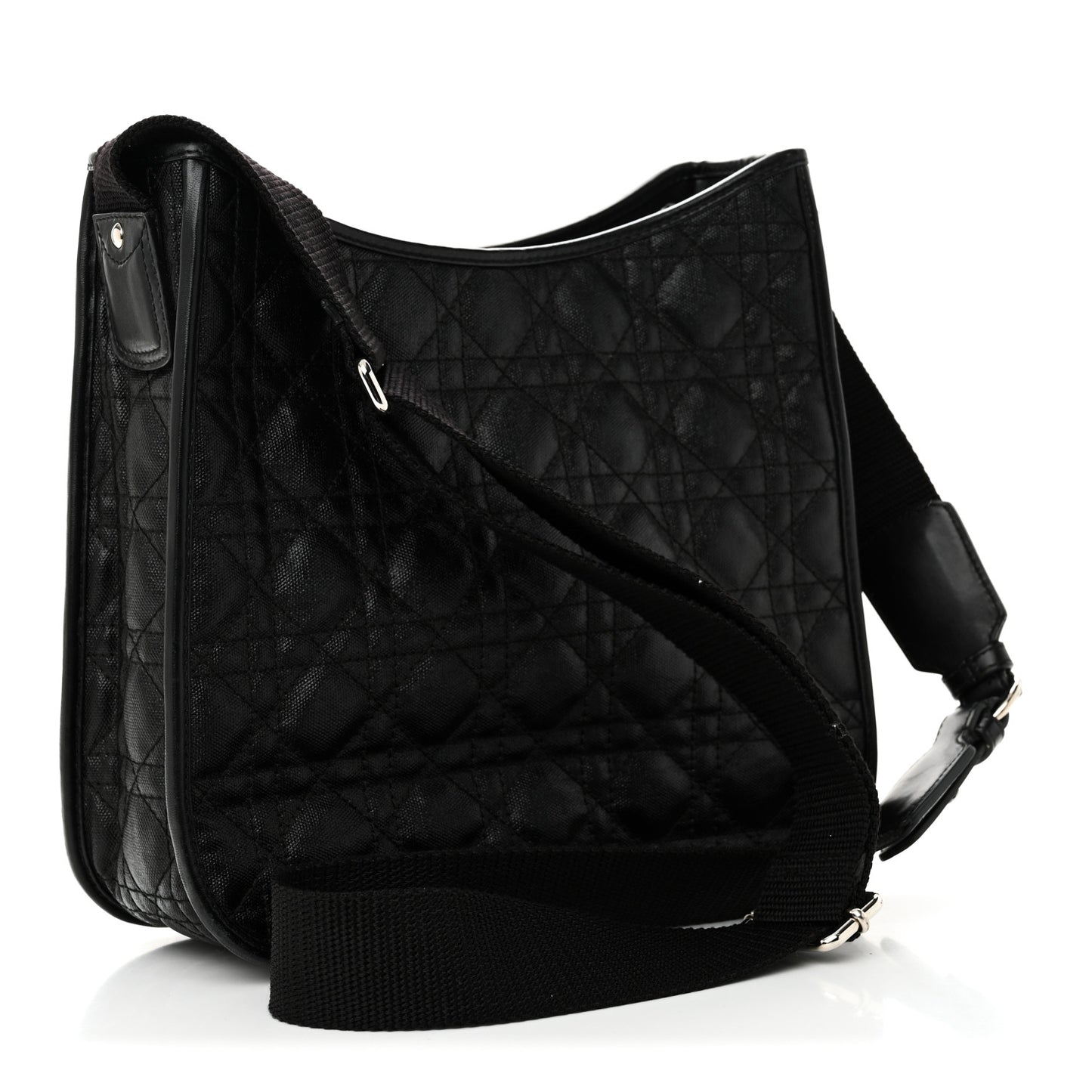 Coated Canvas Cannage Crossbody Bag Black