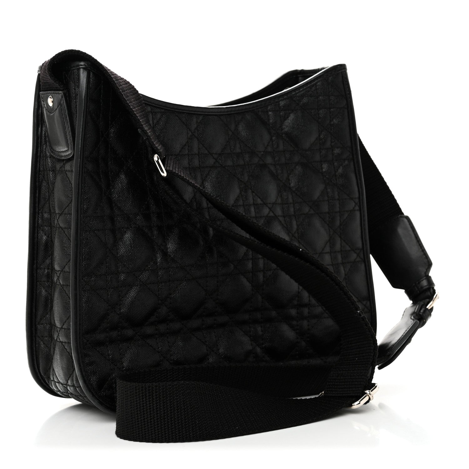 Christian Dior Coated Canvas Cannage Crossbody Bag Black 3 of 9