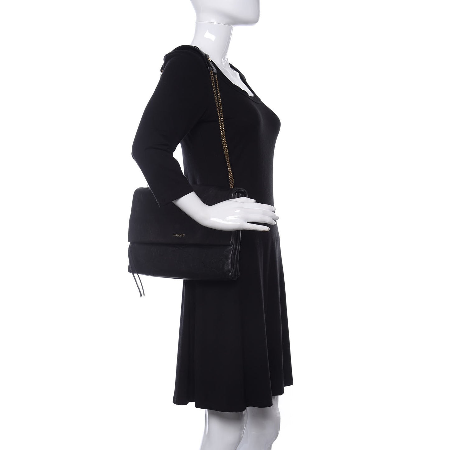 Lambskin Quilted Medium Sugar Flap Shoulder Bag Black