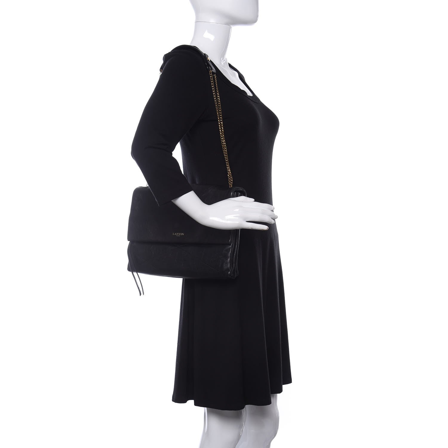 Lanvin Lambskin Quilted Medium Sugar Flap Shoulder Bag Black 2 of 14