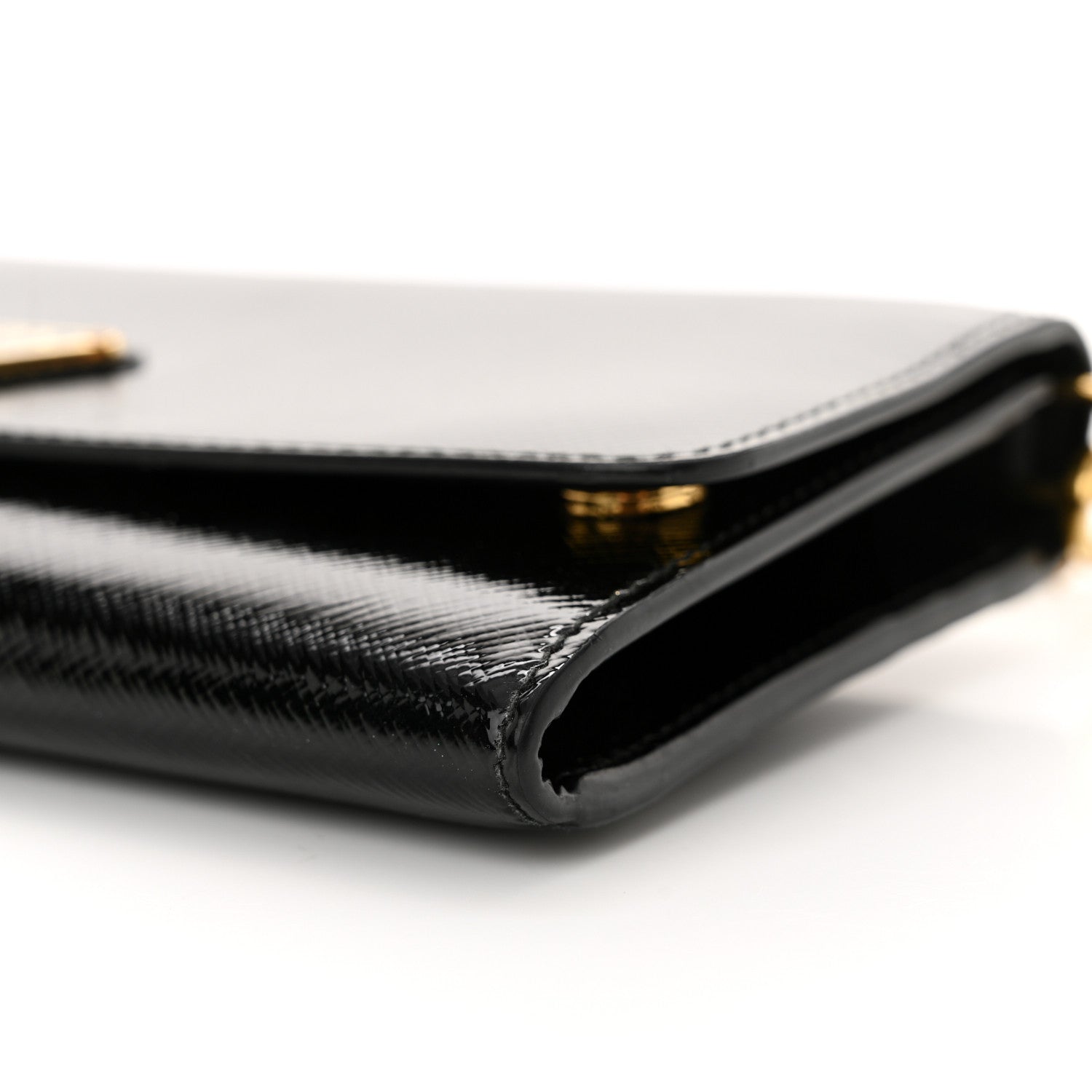 Prada Saffiano Vernice Triangle Chain Wallet Black 9 of 11