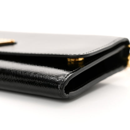 Prada Saffiano Vernice Triangle Chain Wallet Black 9 of 11