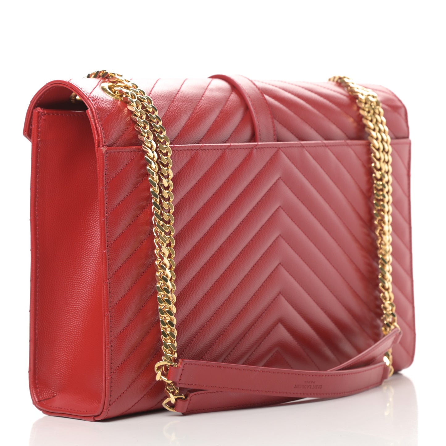 Grain De Poudre Matelasse Chevron Large Monogram Satchel Lipstick Red