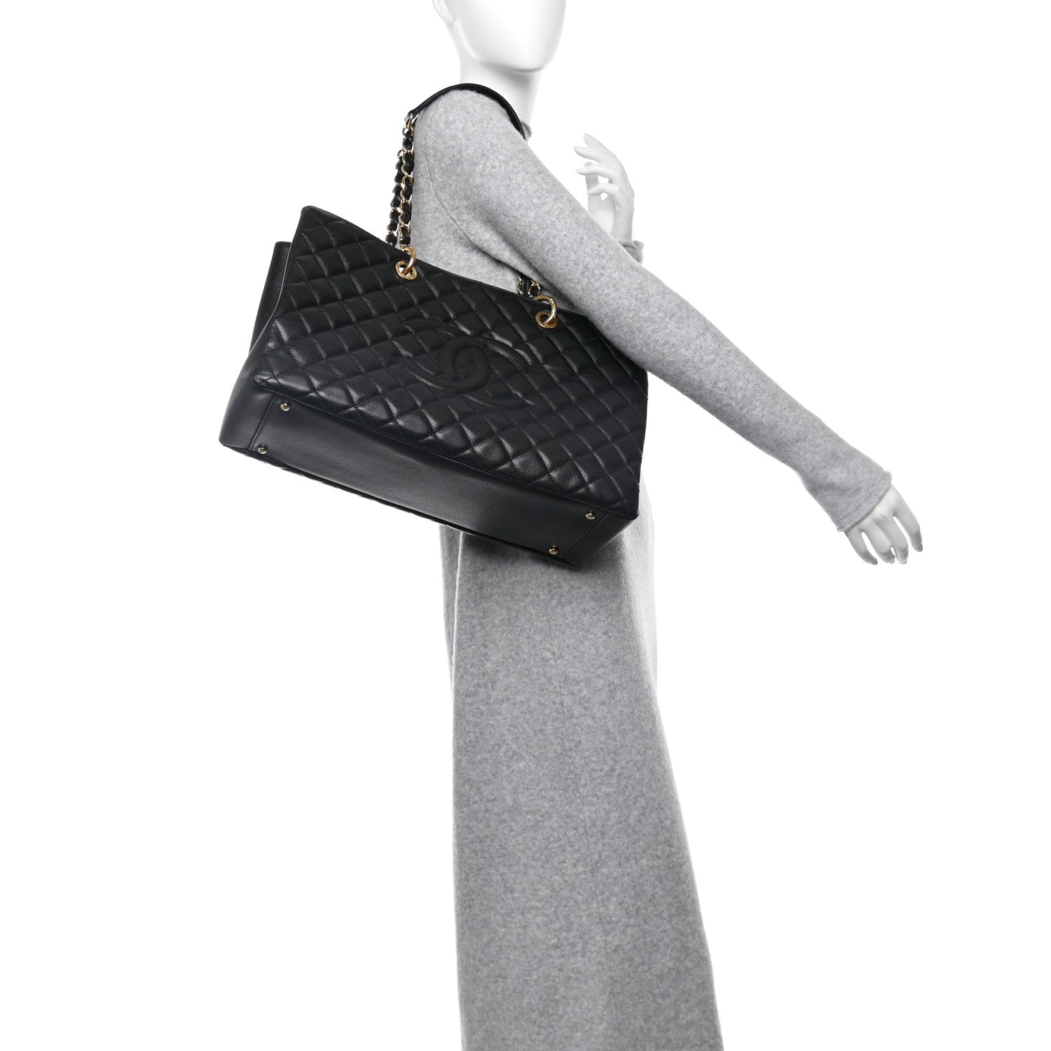 Chanel Caviar Quilted XL Grand Shopping Tote GST Black 2 of 10