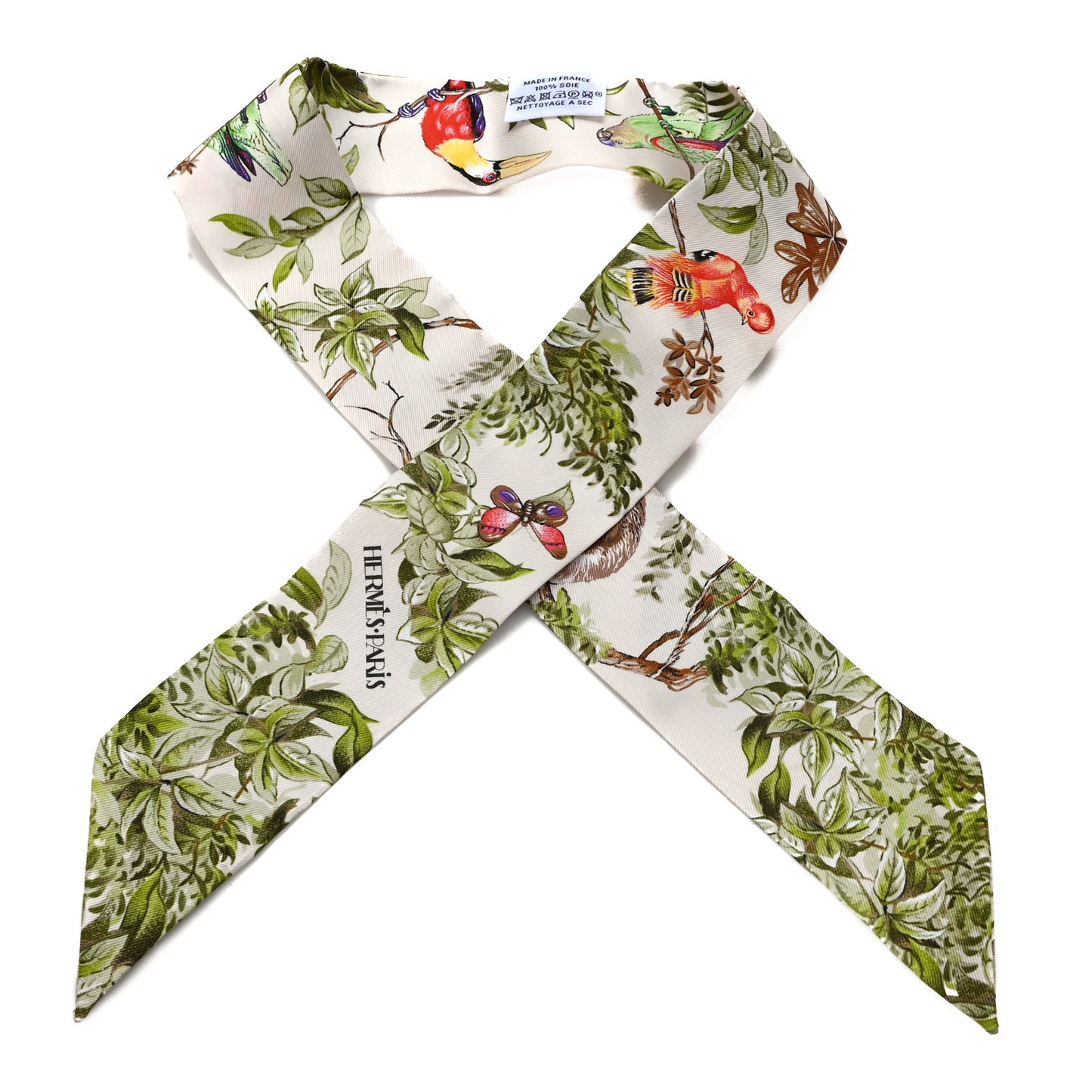 Silk Equateur Twilly Creme Vert Multicolore