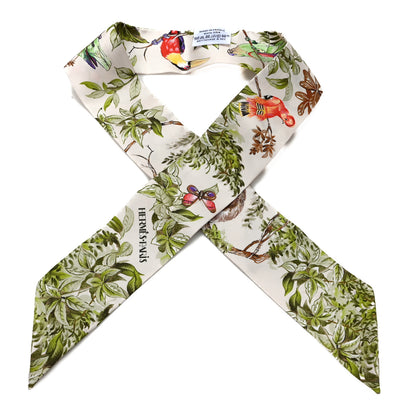 Hermes Silk Equateur Twilly Creme Vert Multicolore 1 of 3