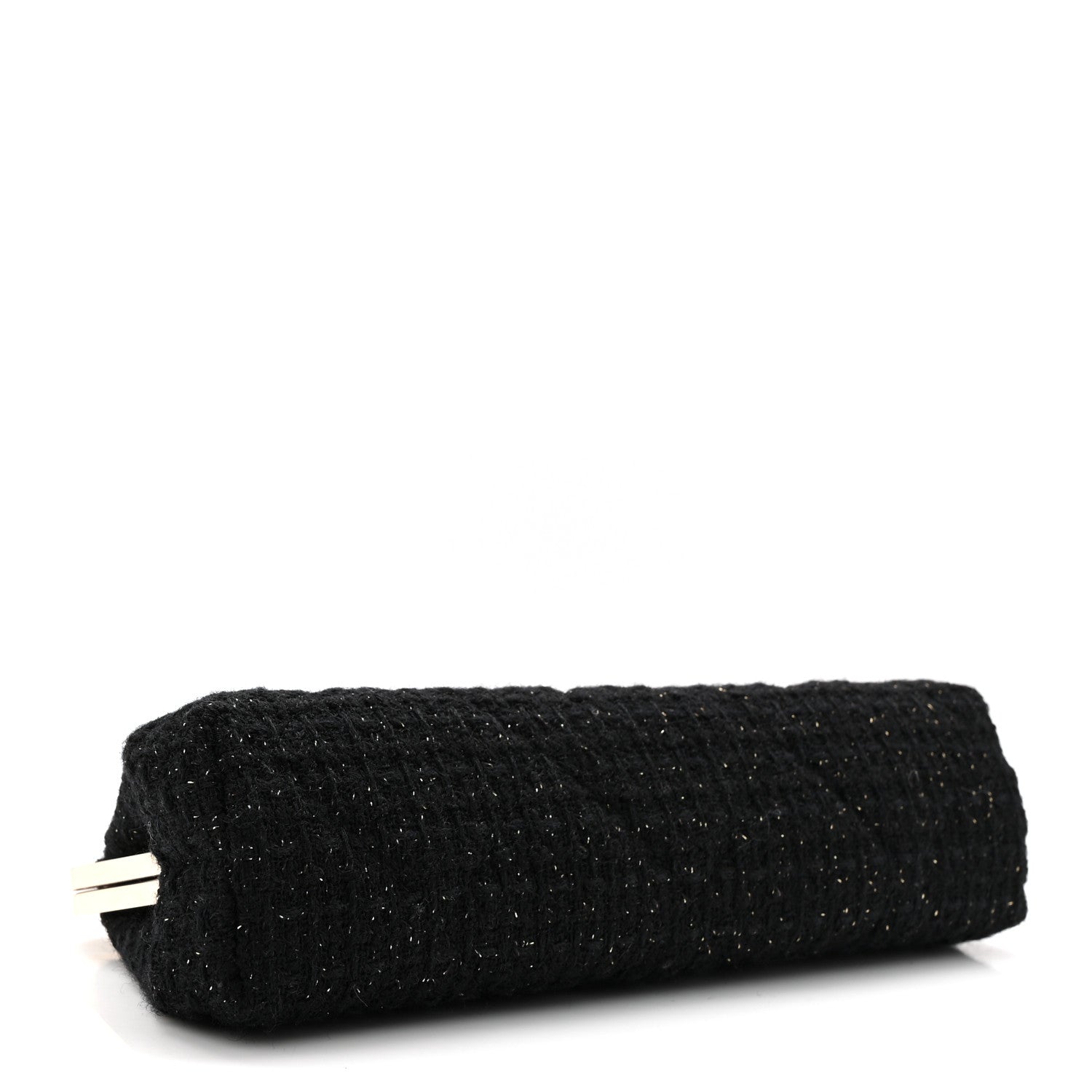 Chanel Tweed Quilted Kiss Lock Clutch Black 4 of 7